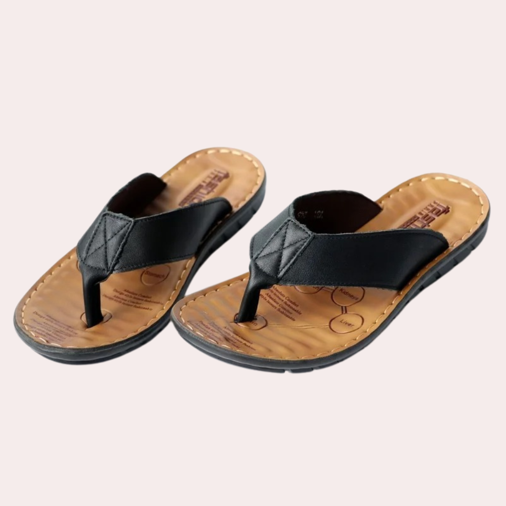 Men's Leather Toe-post Flip Flop Sandals - Comfortable Summer Footwear For Everyday Casual Wear