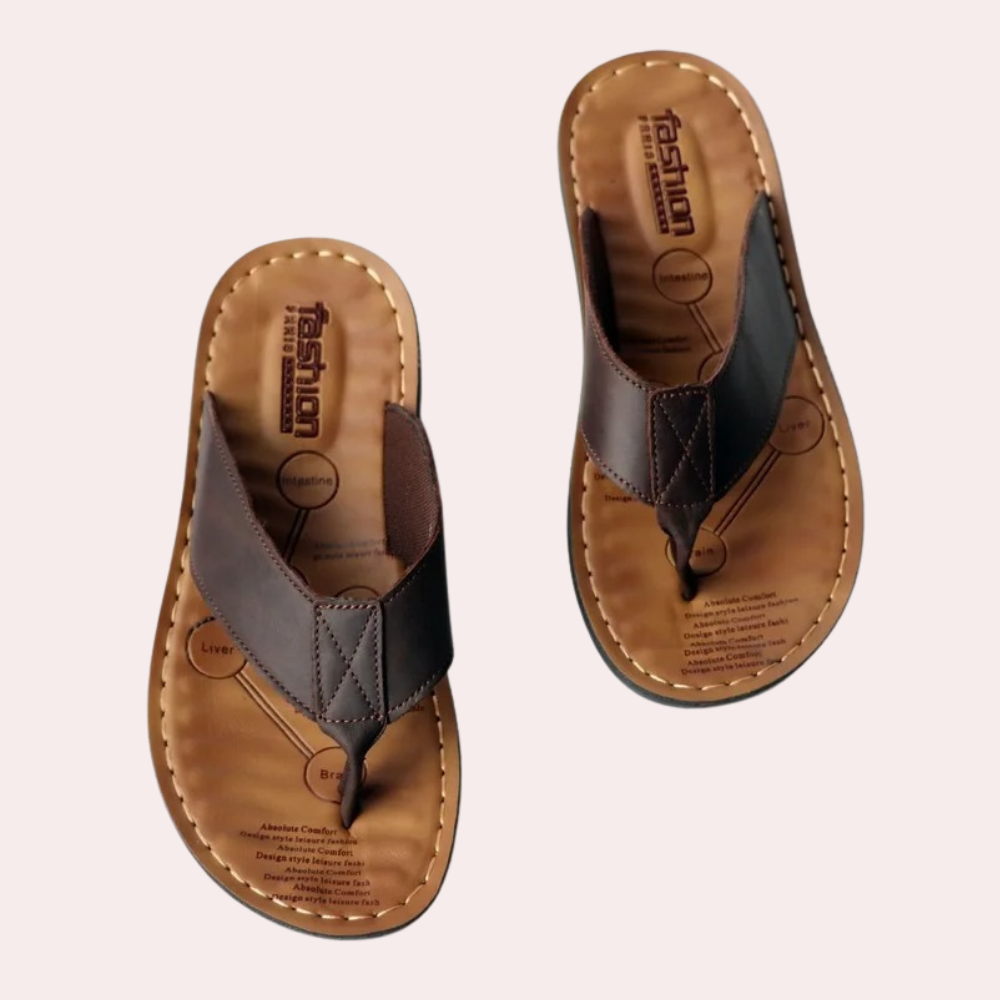 Men's Leather Toe-post Flip Flop Sandals - Comfortable Summer Footwear For Everyday Casual Wear