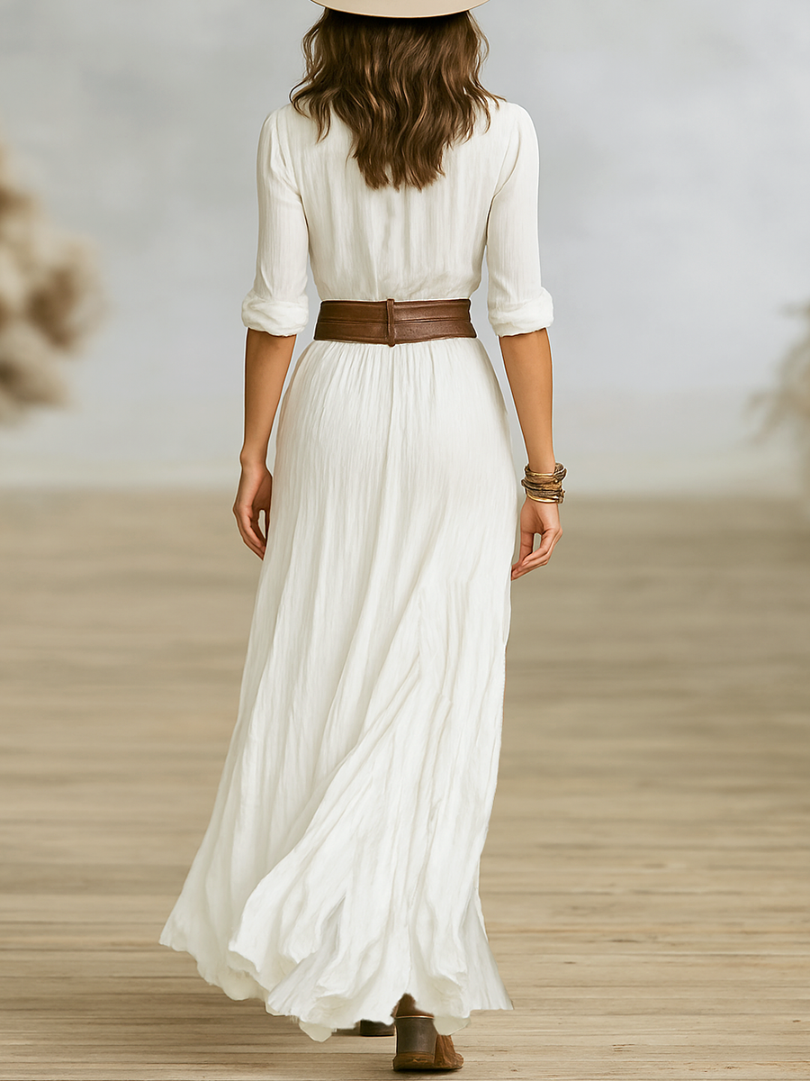 Selma | Women Flowy Button Front Maxi Dress
