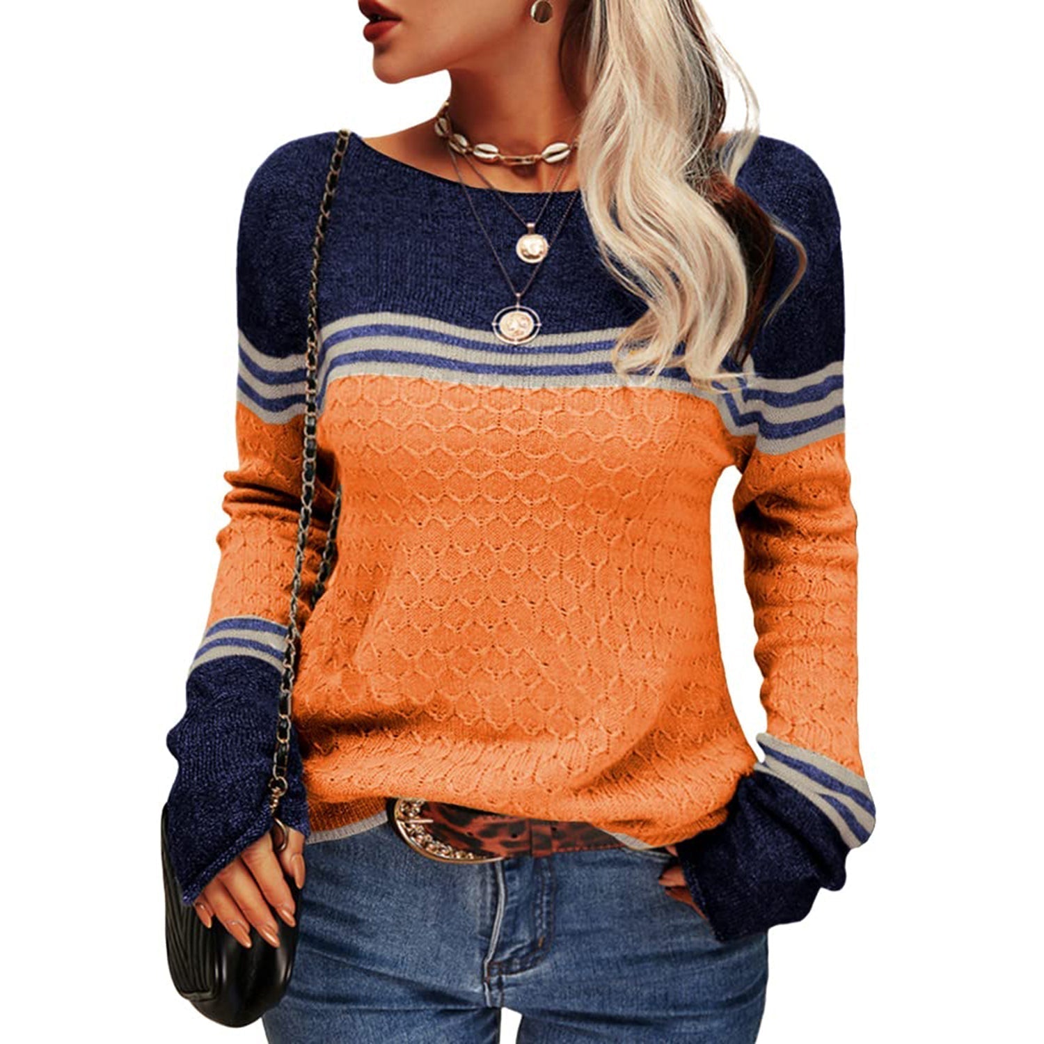 Alba - Elegant Striped Knitted Women's Sweater