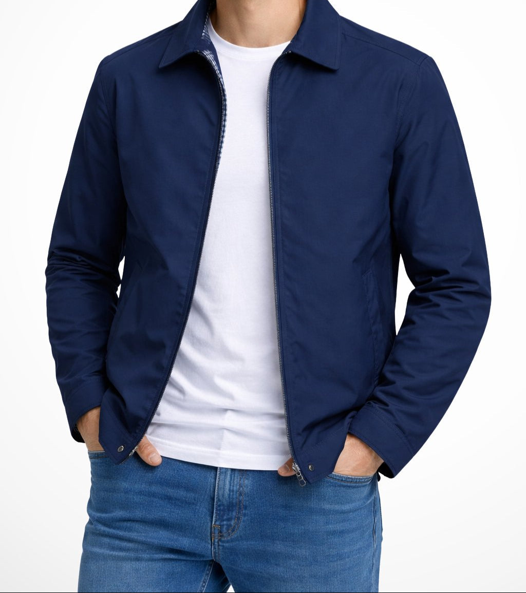 Men's Classic Harrington Jacket With A Zipper And Textured Design – A Stylish Jacket For Everyday Wear, Leisure, And Smart-casual Looks