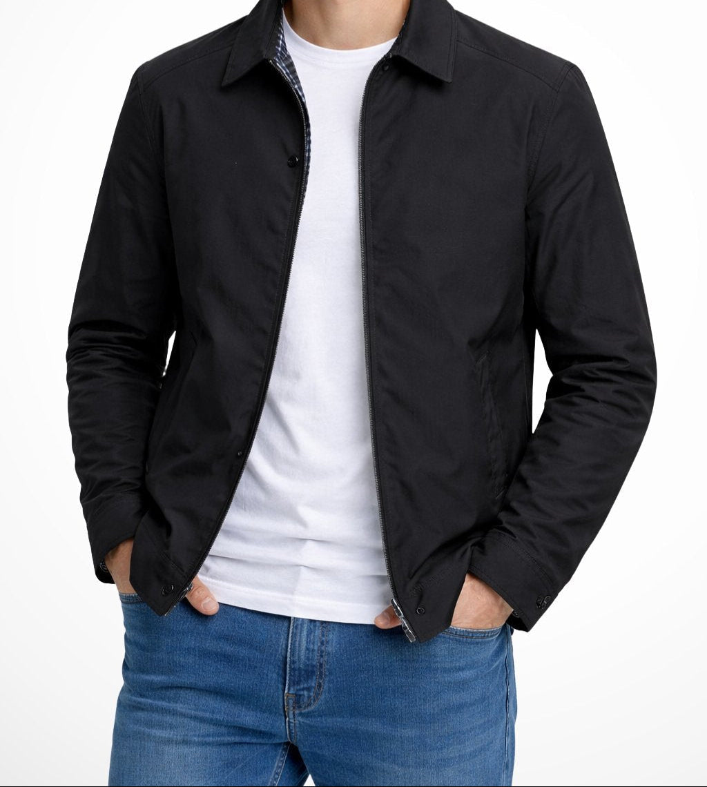 Men's Classic Harrington Jacket With A Zipper And Textured Design – A Stylish Jacket For Everyday Wear, Leisure, And Smart-casual Looks