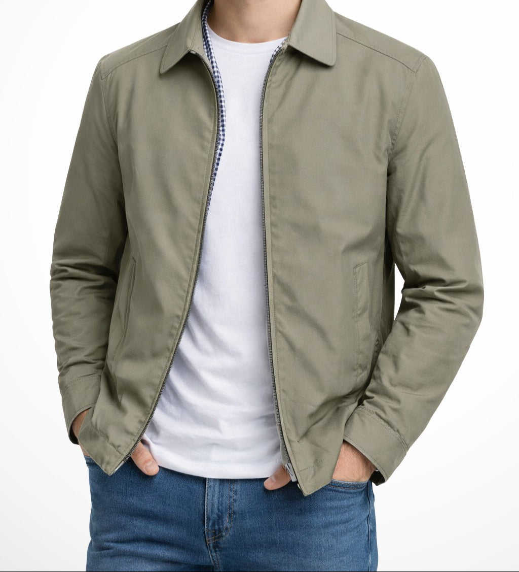 Men's Classic Harrington Jacket With A Zipper And Textured Design – A Stylish Jacket For Everyday Wear, Leisure, And Smart-casual Looks