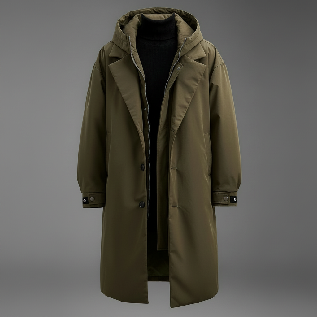 Men's Waterproof Long Trench Coat With Hood – Weather-resistant Outerwear For City Life, Travel, And Everyday Use