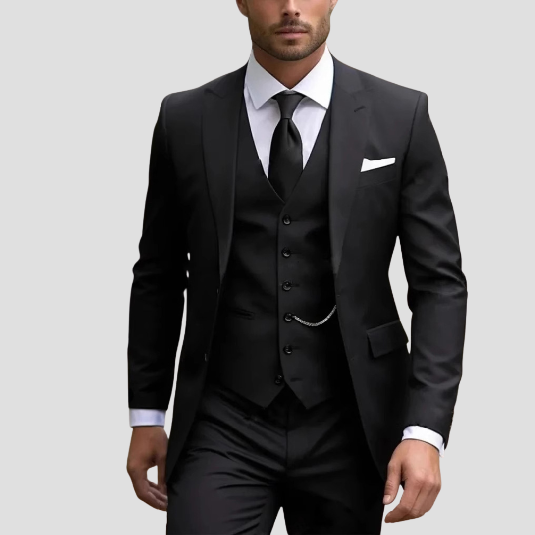 Men's Three-piece Slim Fit Tailored Suit Set - Formalwear For Weddings And Special Occasions