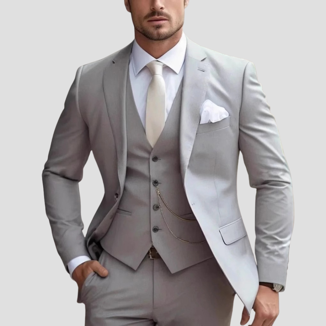 Men's Three-piece Slim Fit Tailored Suit Set - Formalwear For Weddings And Special Occasions
