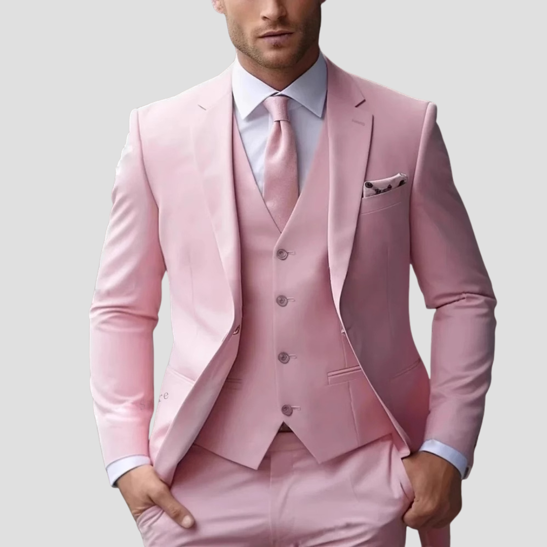 Men's Three-piece Slim Fit Tailored Suit Set - Formalwear For Weddings And Special Occasions
