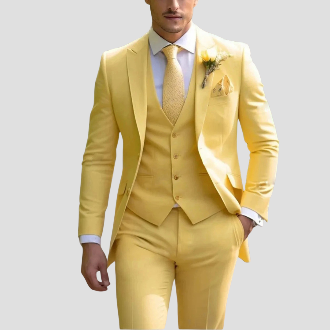 Men's Three-piece Slim Fit Tailored Suit Set - Formalwear For Weddings And Special Occasions