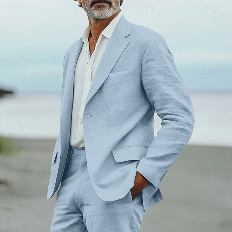 Men's Summer Two-piece Suit - Relaxed Tailored Blazer And Trousers Set For Weddings And Formal Events