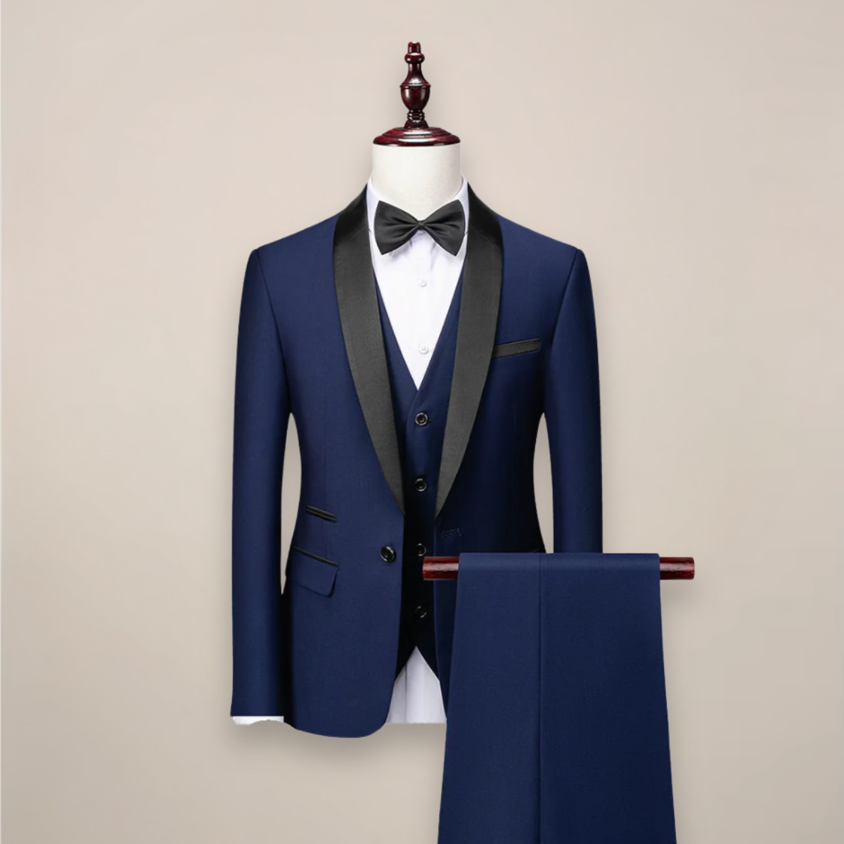 Men's Tailored Three-Piece Tuxedo Suit - Shawl Lapel Formalwear for Weddings and Evening Events