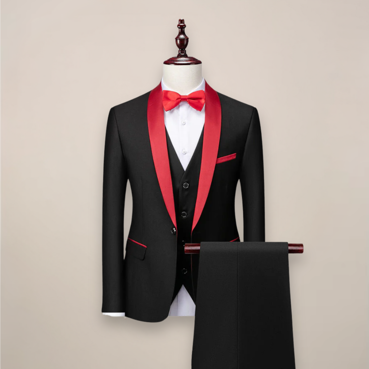 Men's Tailored Three-Piece Tuxedo Suit - Shawl Lapel Formalwear for Weddings and Evening Events