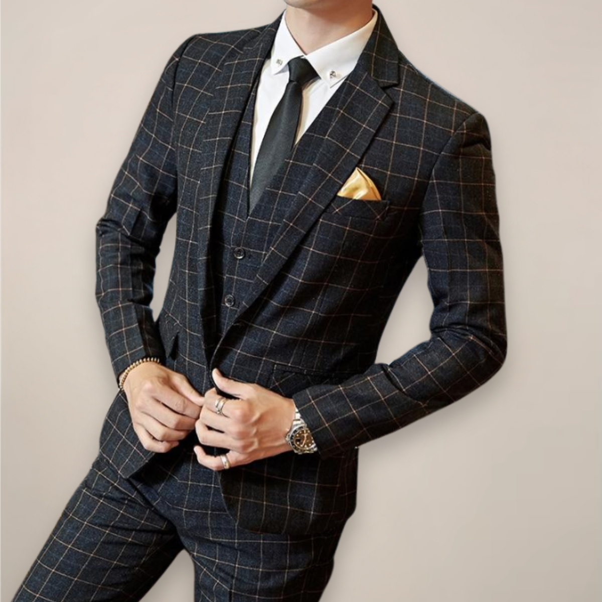 Adrian | Men Tailored Three Piece Checked Suit