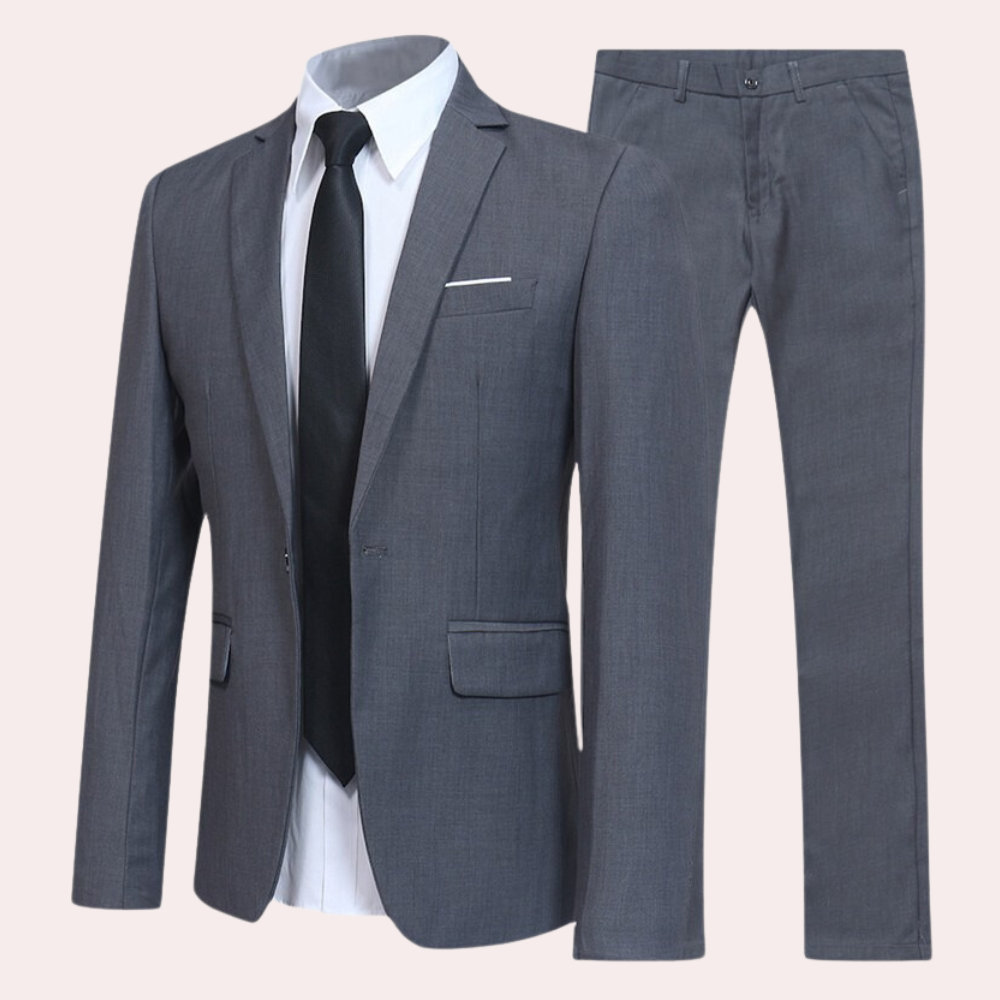 Men's 2-piece Suit With A 2-button Jacket And Slim-fit Pants – A Light Spring Outfit For Weddings, Conferences, And Formal Occasions