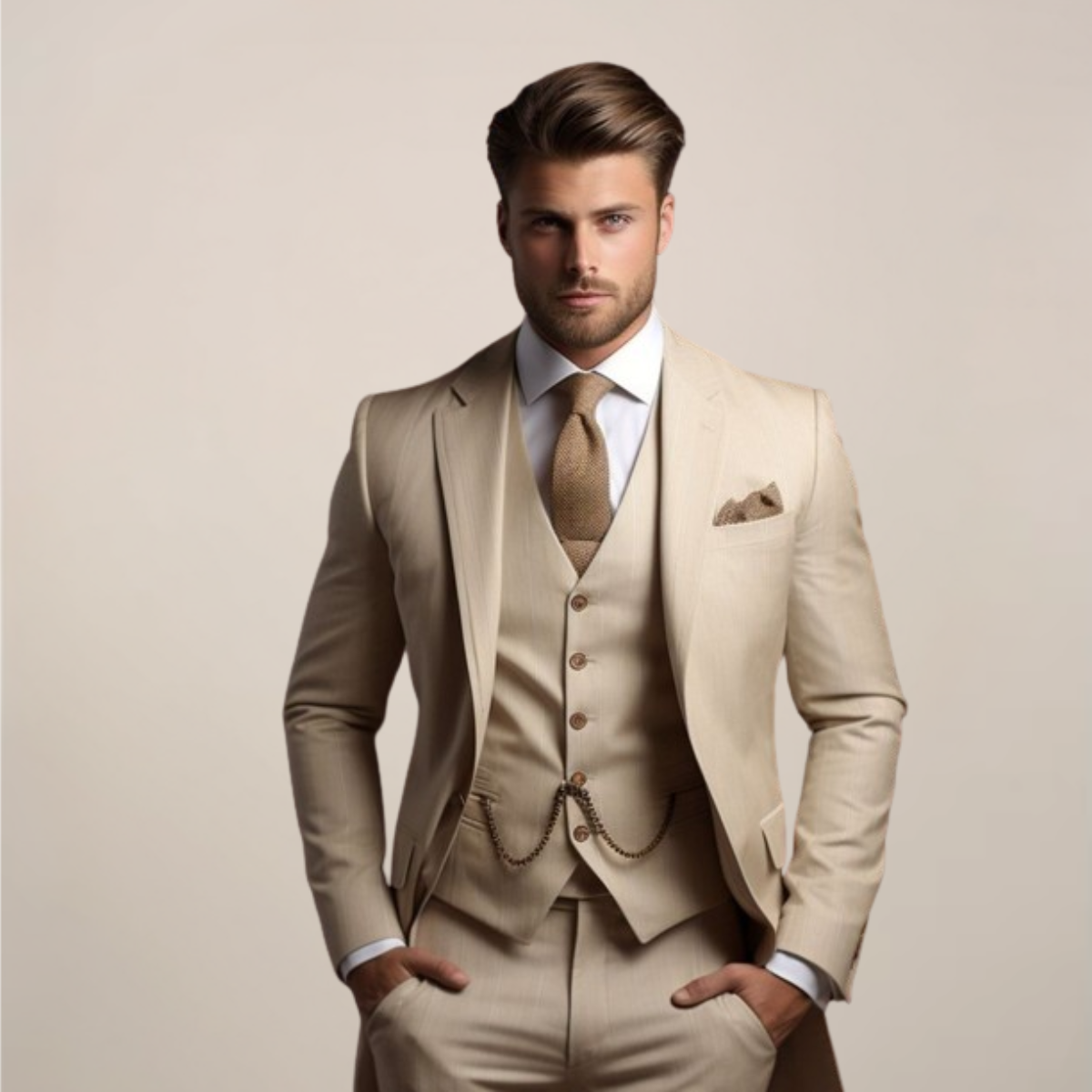 Men's Breathable Three-piece Wedding Suit - Tailored Spring Formalwear With Jacket Waistcoat And Trousers