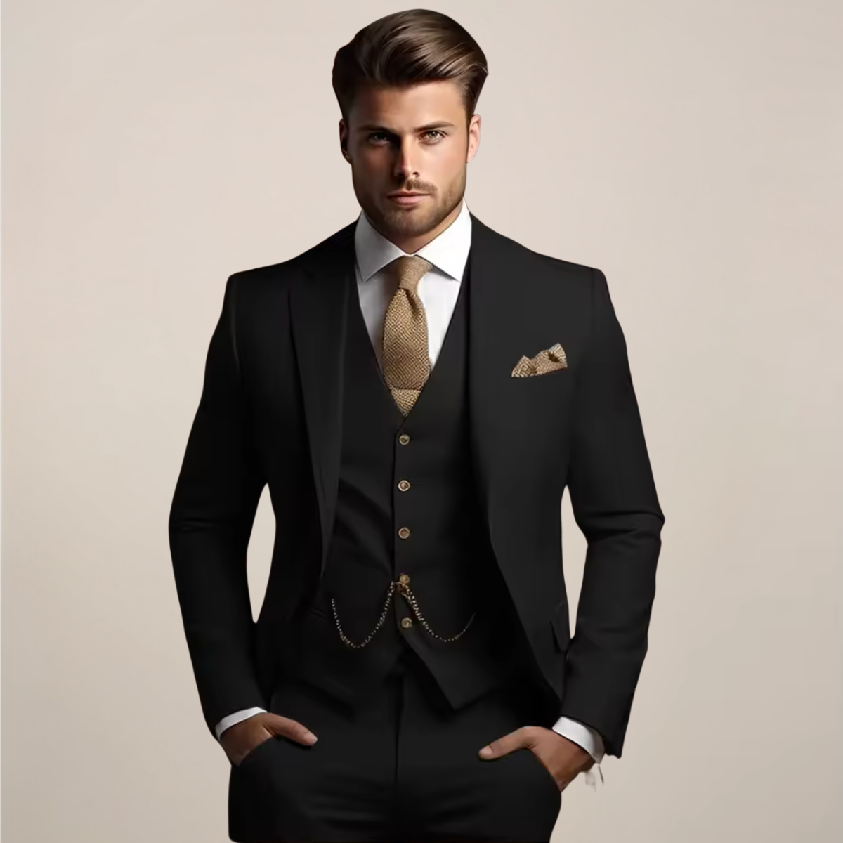 Men's Breathable Three-piece Wedding Suit - Tailored Spring Formalwear With Jacket Waistcoat And Trousers