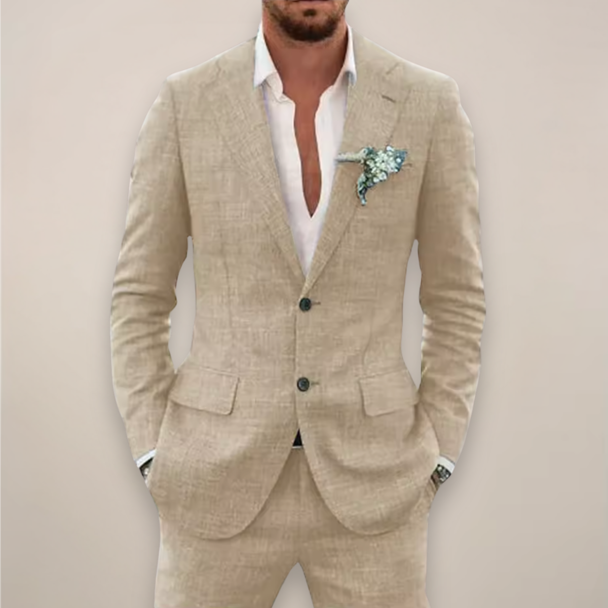 Men's Lightweight 2-piece Suit With A Single-breasted Jacket – An Elegant Summer Suit For Weddings, Parties, And Formal Occasions