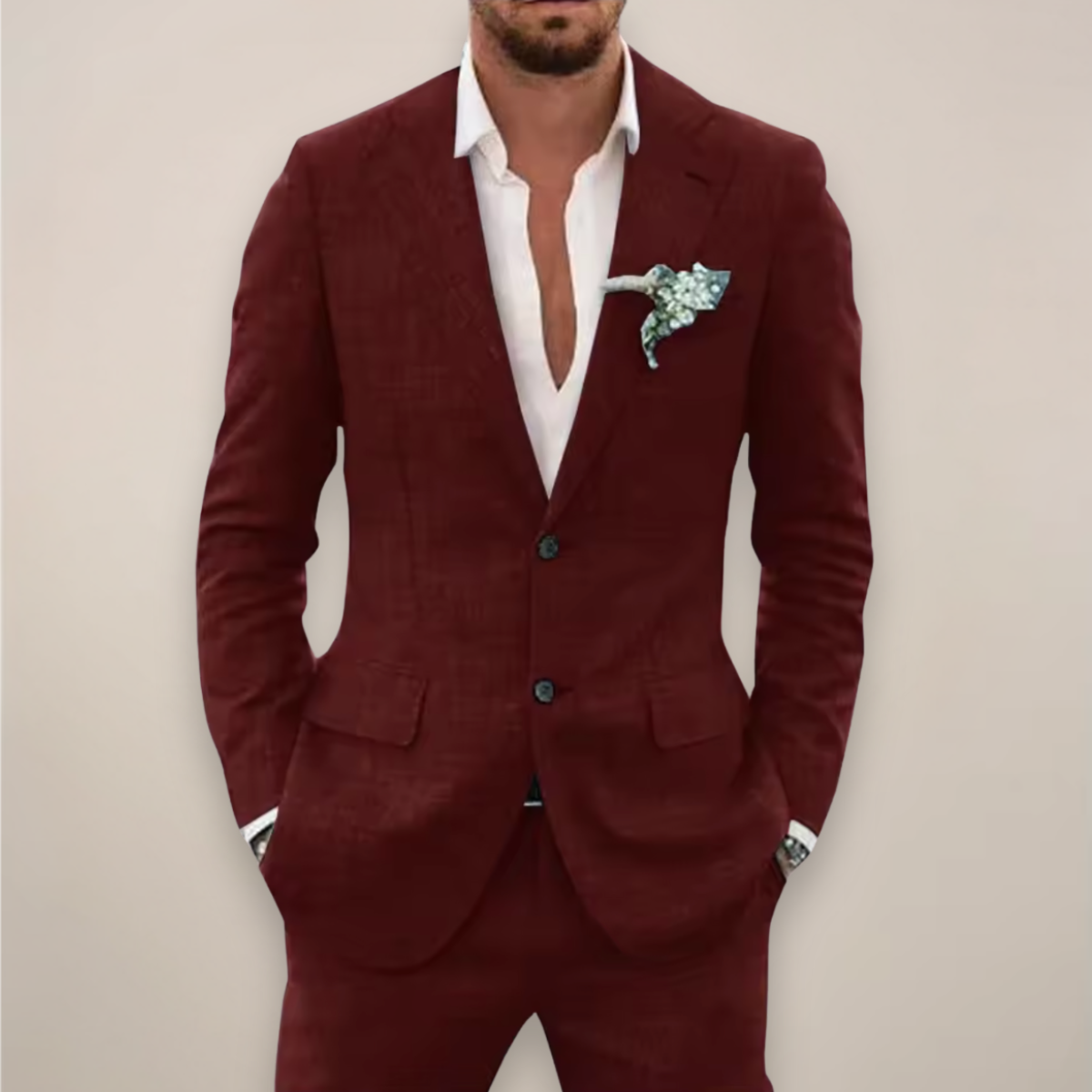 Men's Lightweight 2-piece Suit With A Single-breasted Jacket – An Elegant Summer Suit For Weddings, Parties, And Formal Occasions