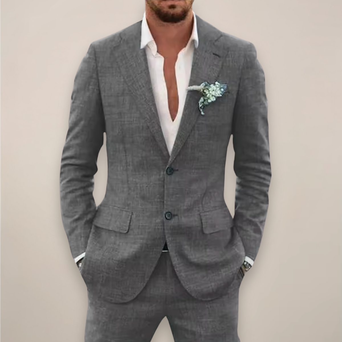 Men's Lightweight 2-piece Suit With A Single-breasted Jacket – An Elegant Summer Suit For Weddings, Parties, And Formal Occasions