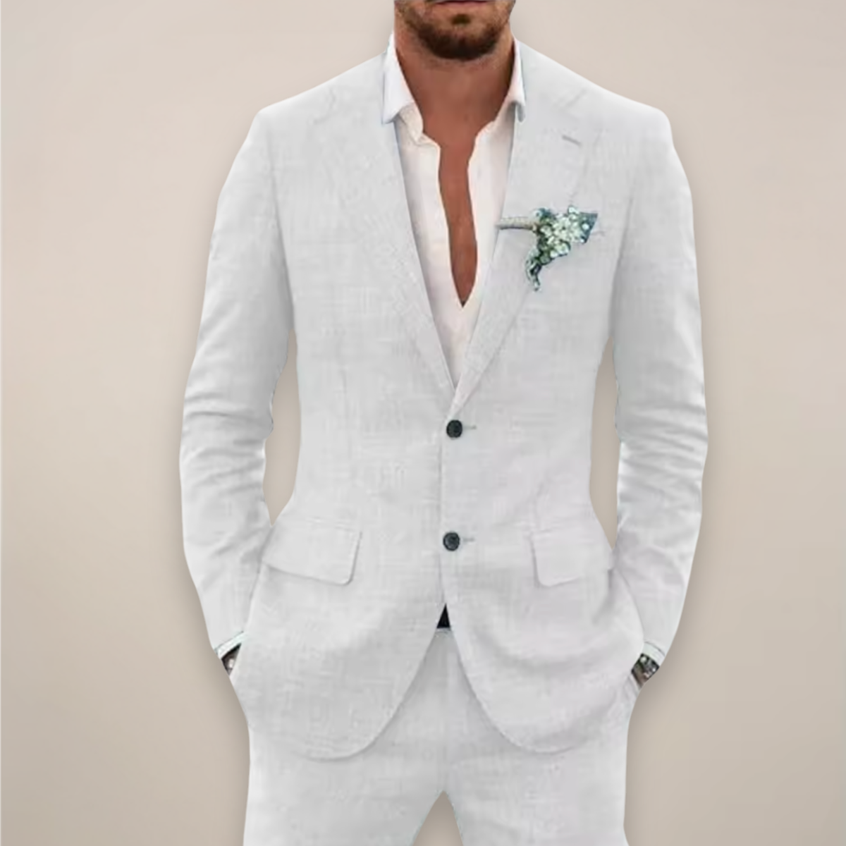 Men's Lightweight 2-piece Suit With A Single-breasted Jacket – An Elegant Summer Suit For Weddings, Parties, And Formal Occasions