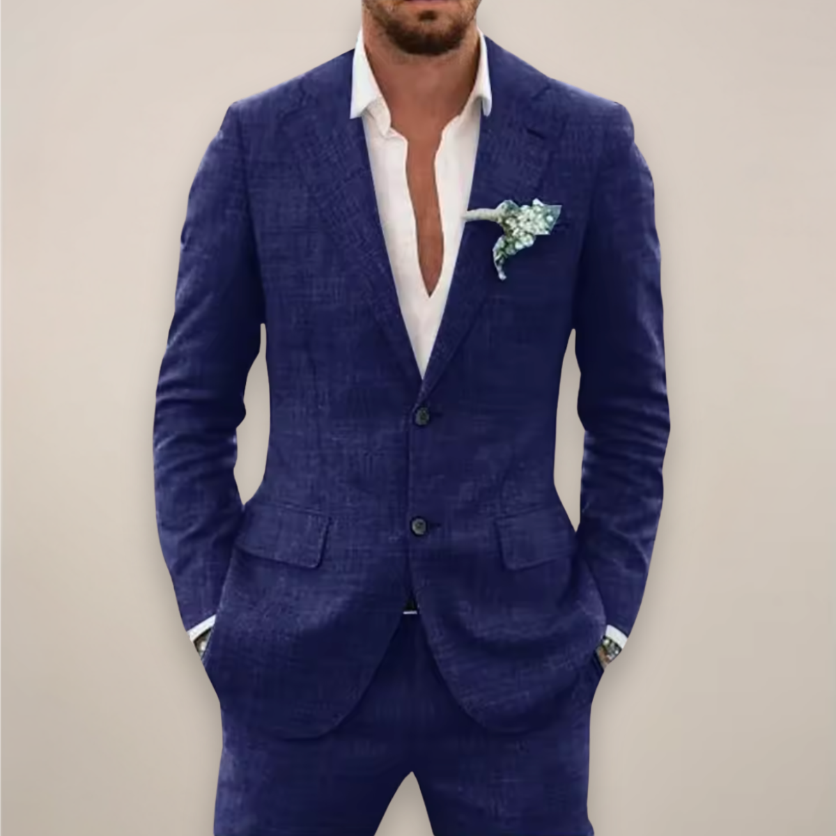Men's Lightweight 2-piece Suit With A Single-breasted Jacket – An Elegant Summer Suit For Weddings, Parties, And Formal Occasions
