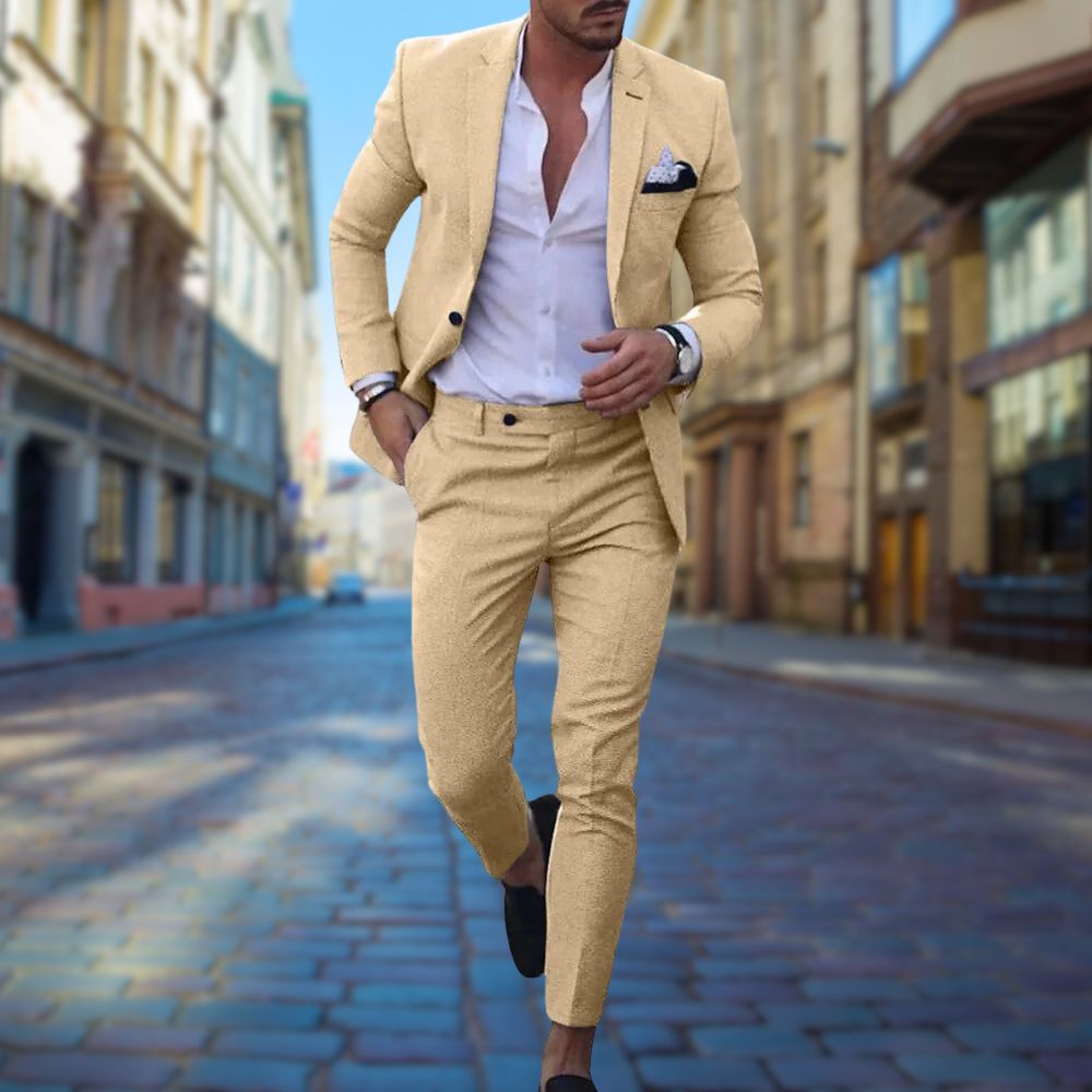 Men's Slim-fit Suit With A Tailored Fit – A Stylish And Comfortable Suit For The Office, Parties, And Formal Occasions