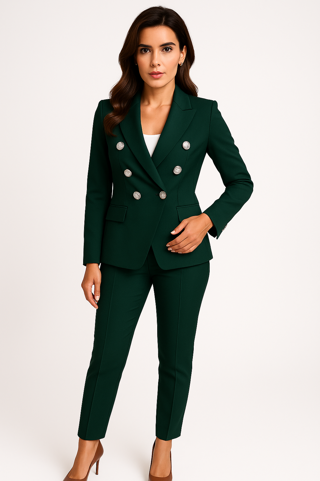 Michela - Elegant and Modern Double-Breasted Women's Trousers Suit