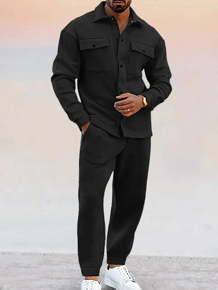 Men's 2-piece Set With A Tailored Overshirt And Tapered Pants – An Elegant And Relaxed Set For Work, Everyday Wear, And Smart-casual Style