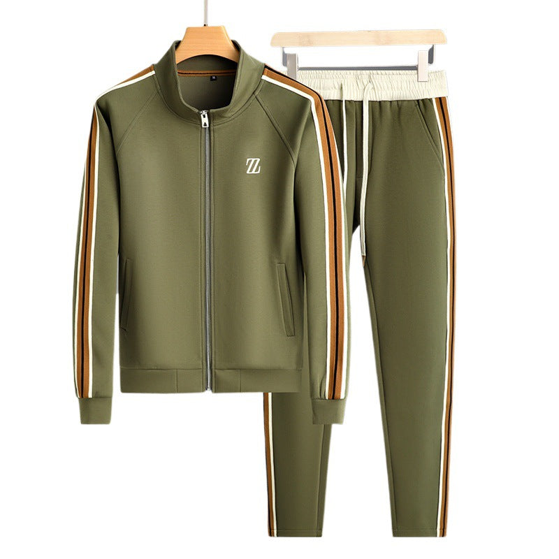 Men's Tracksuit With A Zipper And Striped Details – Sporty 2-piece Tracksuit For Workouts, Leisure, And Everyday Wear
