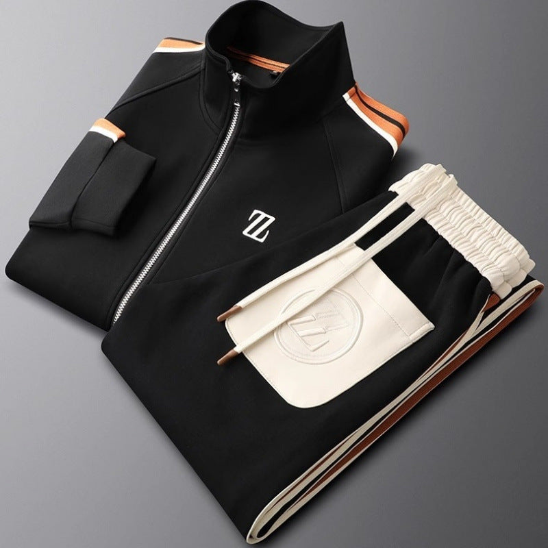 Men's Tracksuit With A Zipper And Striped Details – Sporty 2-piece Tracksuit For Workouts, Leisure, And Everyday Wear