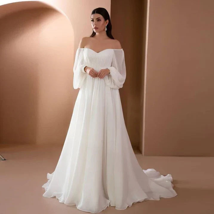 Women's Off-the-shoulder Maxi Dress With A Romantic Design – Elegant Party Dress For Weddings, Formal Occasions, And Special Events