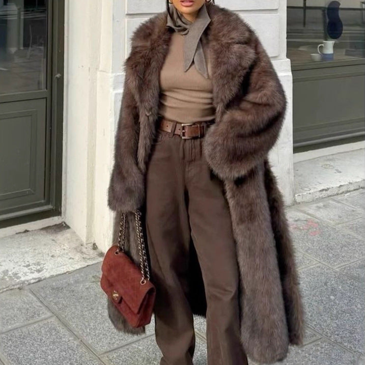 Women's Oversized Long Faux Fur Coat – Soft And Warm Winter Coat For City Life, Everyday Wear, And Elegant Style