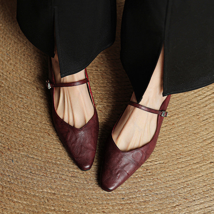 Luna | Women Elegant Leather Pointed-Toe Mule Flats