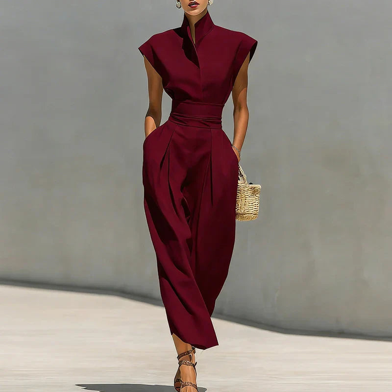 Women's Structured MIDI Dress With A Stand-up Collar And Tailored Fit – An Elegant Dress For The Office, Parties, And Evening Wear