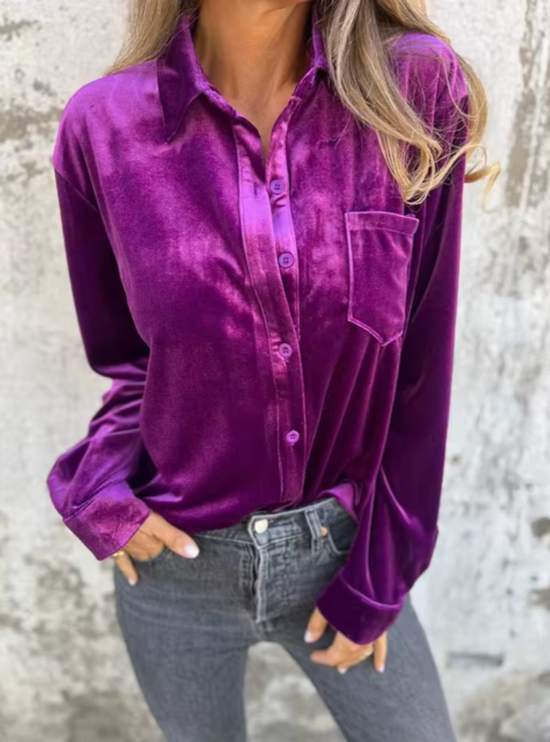 Estelle | Velvet Shirt with Buttons