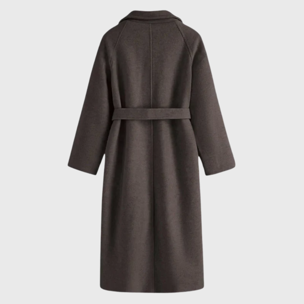 Women's Wool-blend Winter Coat - Belted Tailored Long Coat For Warm Everyday Wear