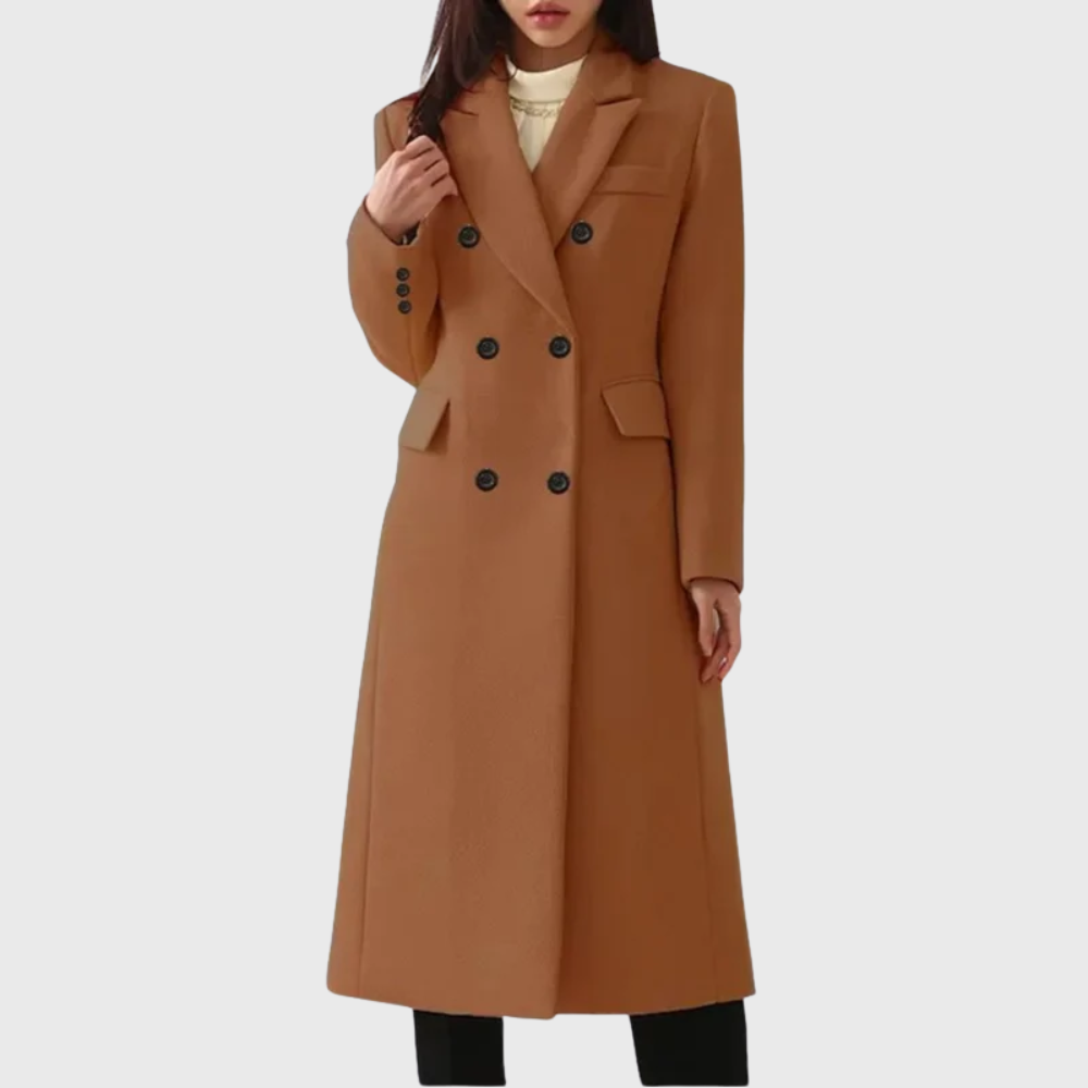 Women's Long, Double-breasted Wool Coat With A Tailored Fit – A Warm And Elegant Winter Coat For Cold Days, Everyday Wear, And Smart-casual Style