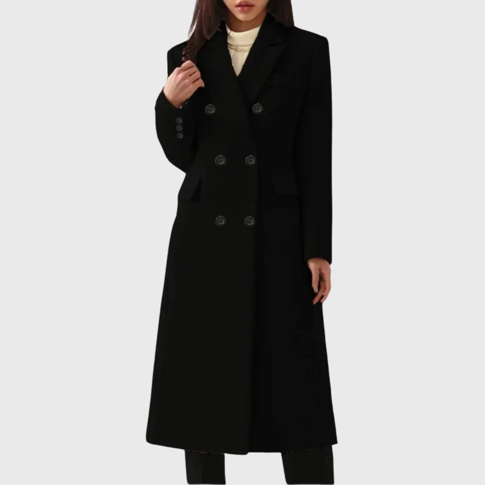 Women's Long, Double-breasted Wool Coat With A Tailored Fit – A Warm And Elegant Winter Coat For Cold Days, Everyday Wear, And Smart-casual Style