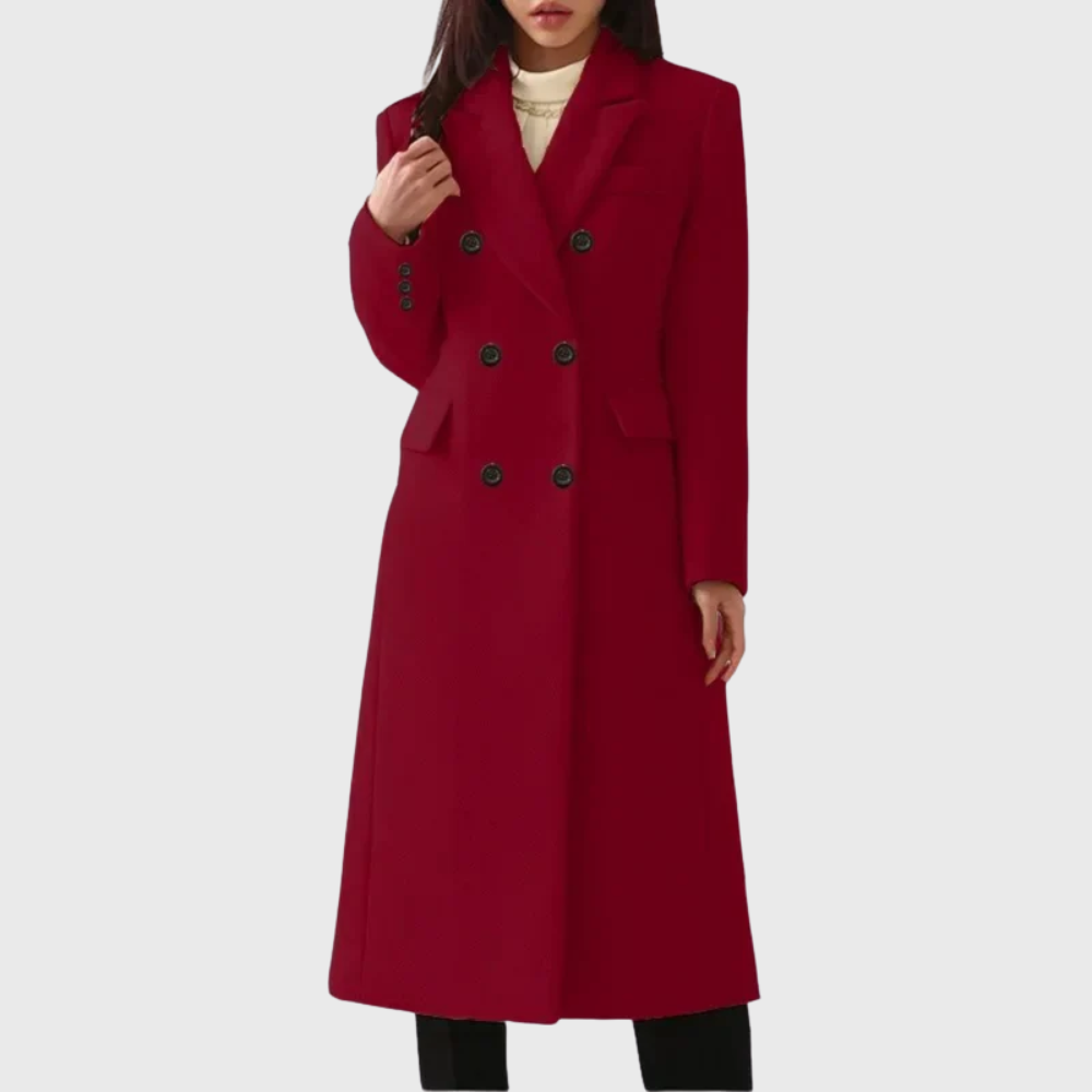 Women's Long, Double-breasted Wool Coat With A Tailored Fit – A Warm And Elegant Winter Coat For Cold Days, Everyday Wear, And Smart-casual Style