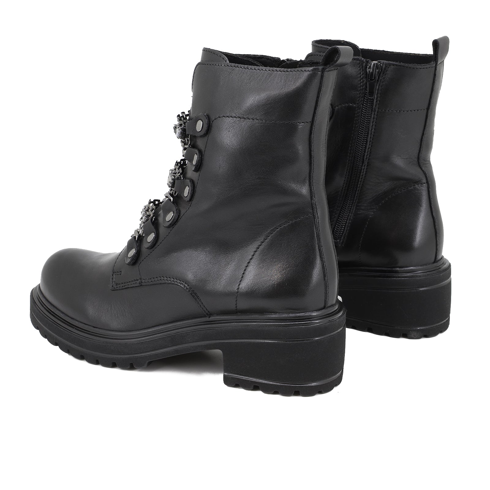 Rosanna - Women's Biker Ankle Boots with Chains