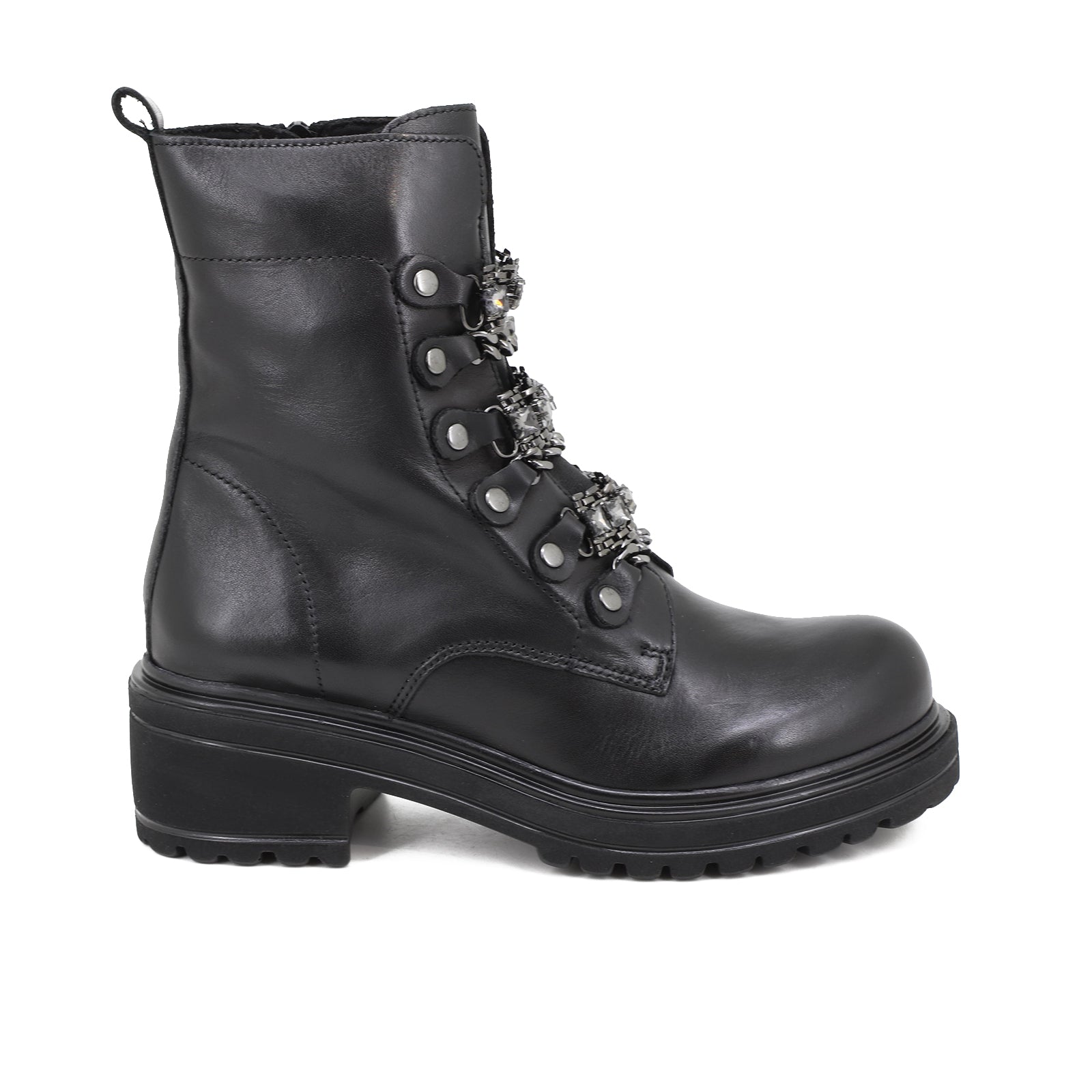 Rosanna - Women's Biker Ankle Boots with Chains