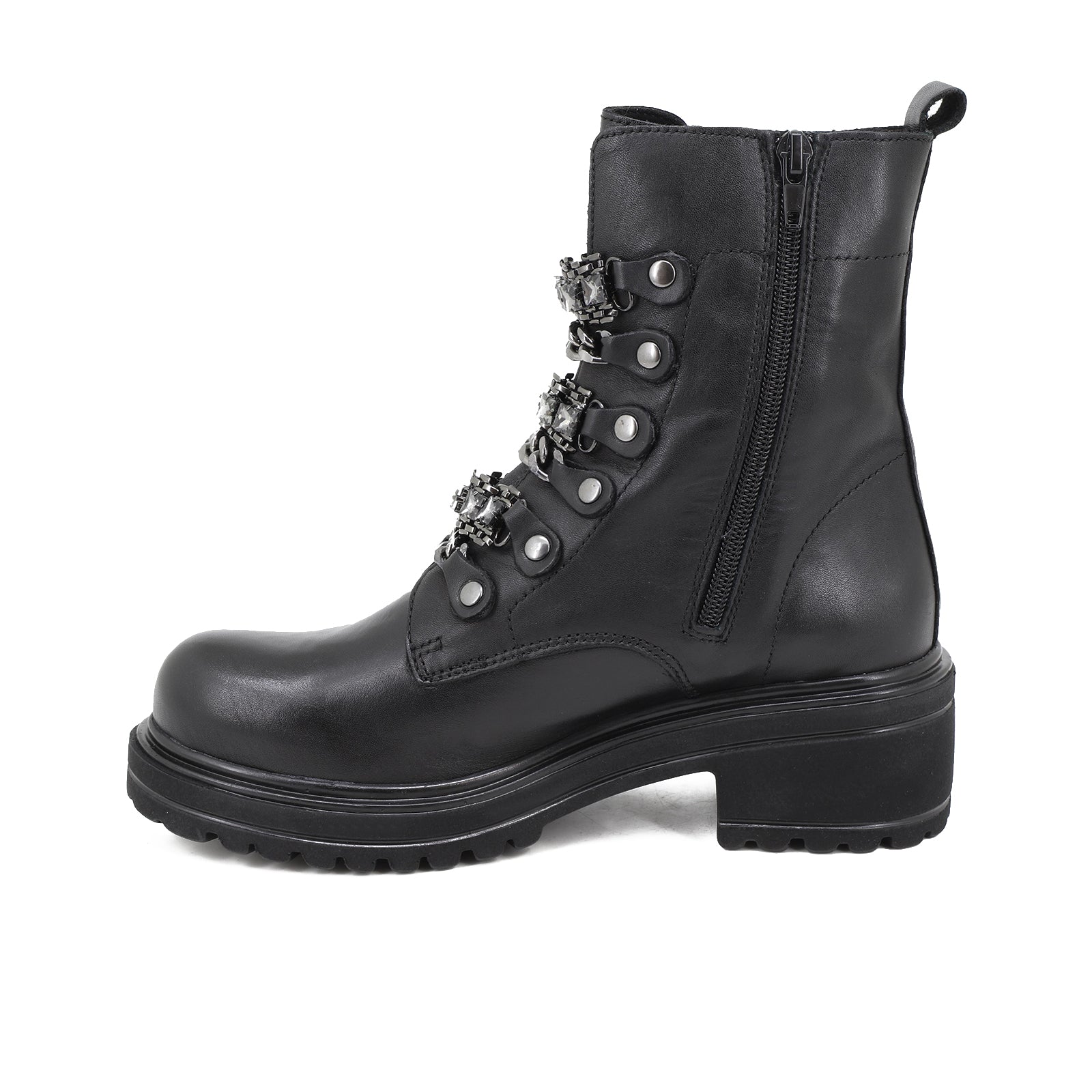 Rosanna - Women's Biker Ankle Boots with Chains