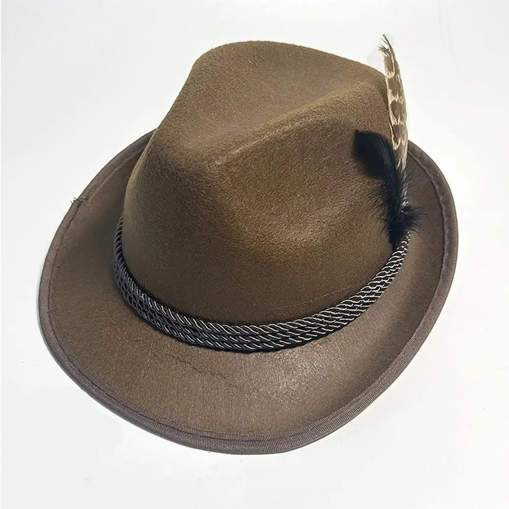 Men's Traditional Bavarian Hat With A Feather – Festive Headwear For Oktoberfest And Traditional German Celebrations