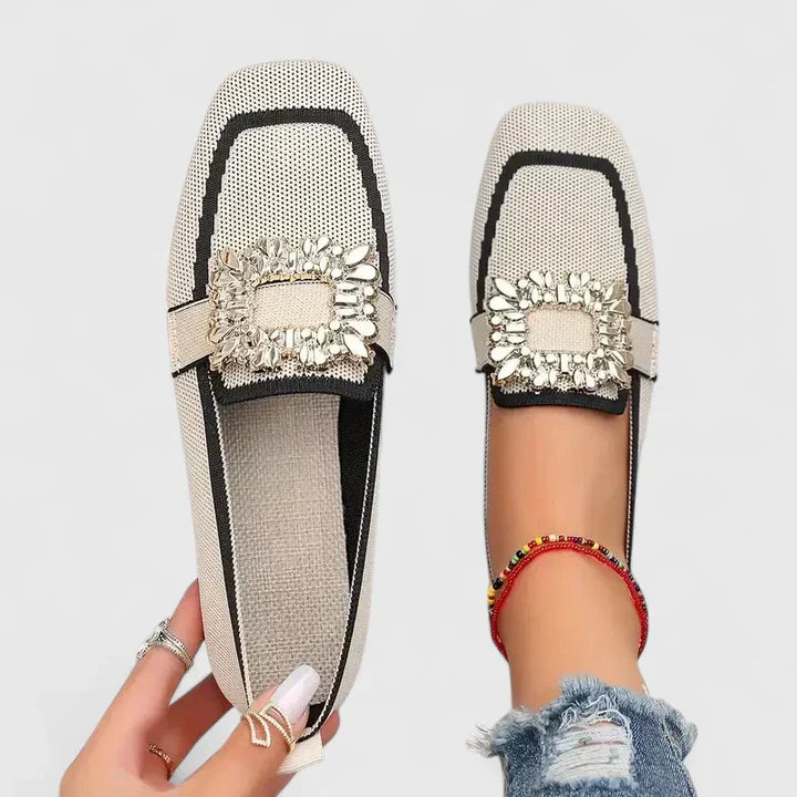 Elodie | Women Square Toe Embellished Slip On Loafers