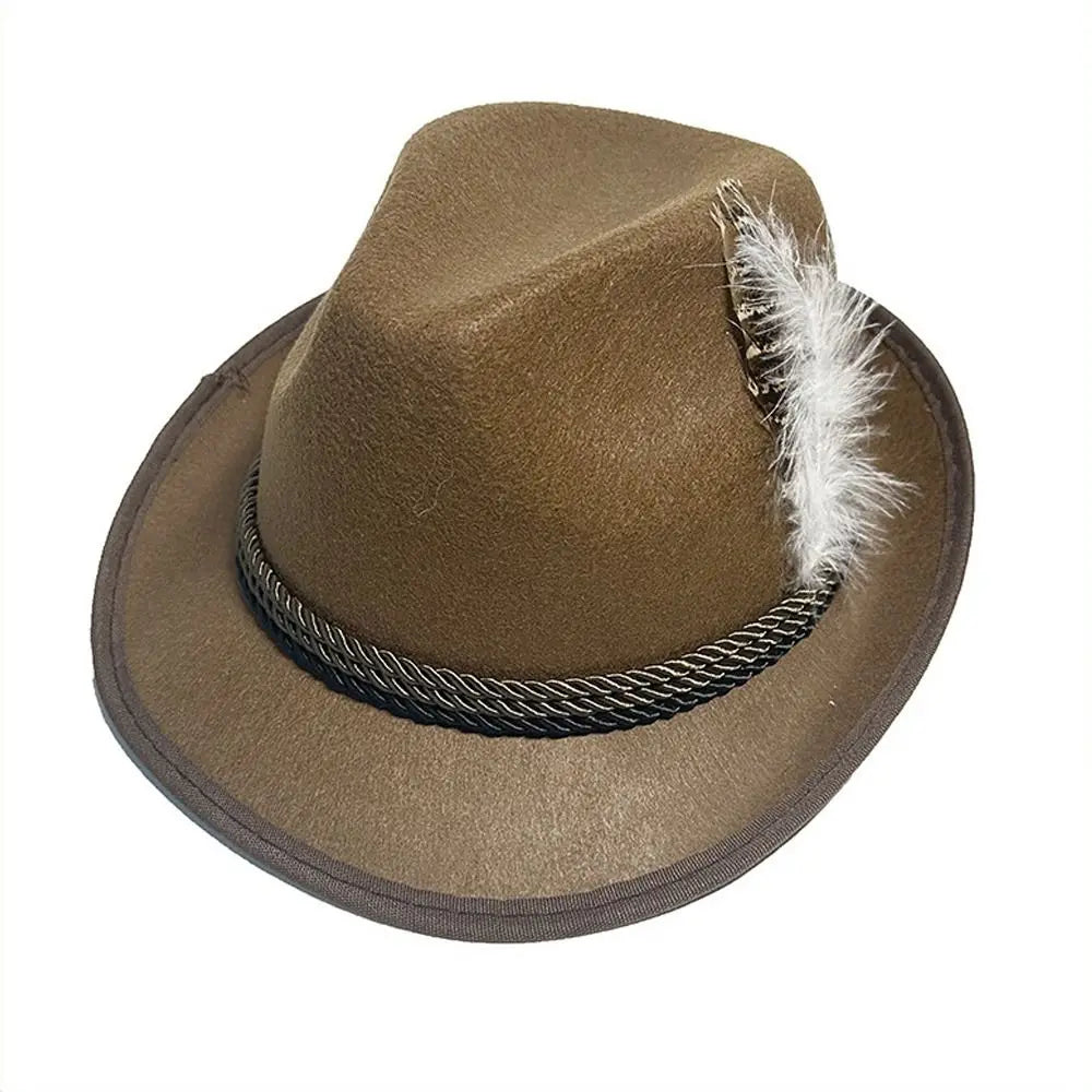 Men's Traditional Bavarian Hat With A Feather – Festive Headwear For Oktoberfest And Traditional German Celebrations
