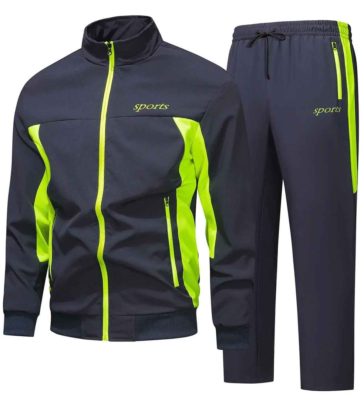 Men's 2-piece Track Suit Set With Zipper Jacket – Sporty Workout Set For The Gym, Travel, And Everyday Wear