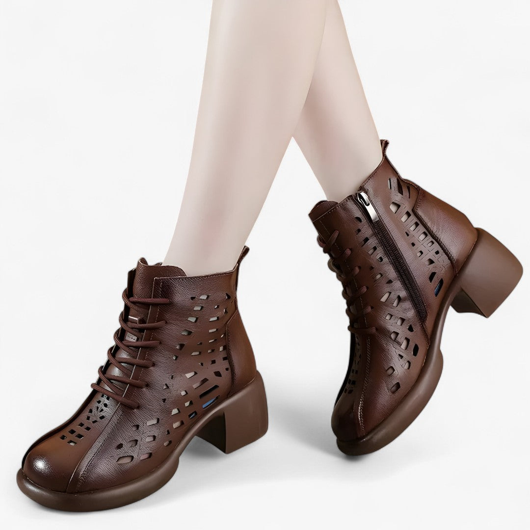 Havina - Women's Ankle Boots with Hand-Stitched Laces