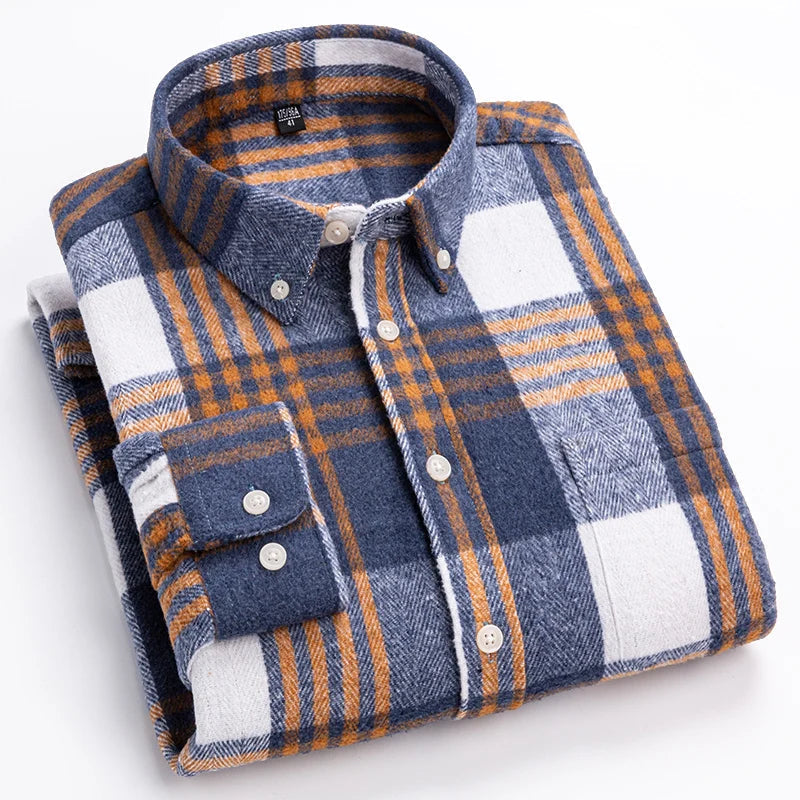 Men's Checkered Flannel Shirt With Button Closure And Long Sleeves – A Classic Casual Shirt For Fall, Everyday Wear, And Leisure