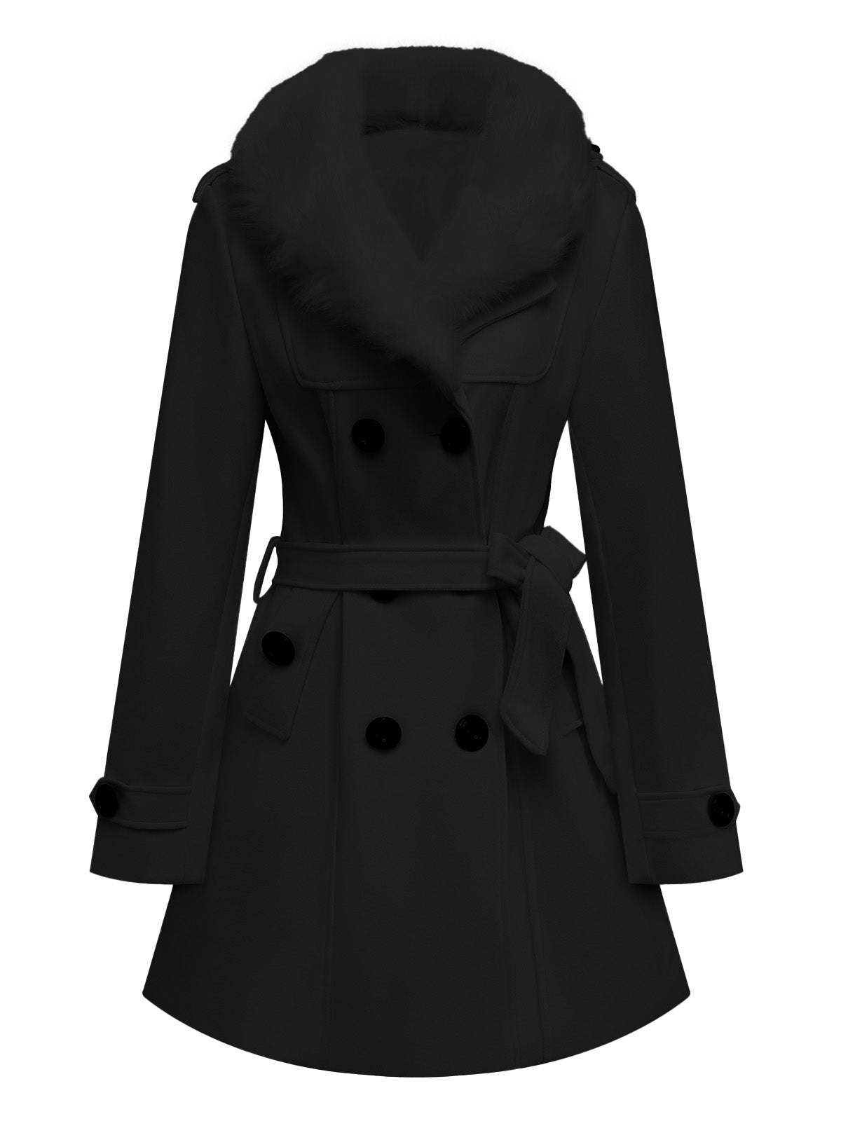 Faustina - Coat with Removable Faux Fur Collar