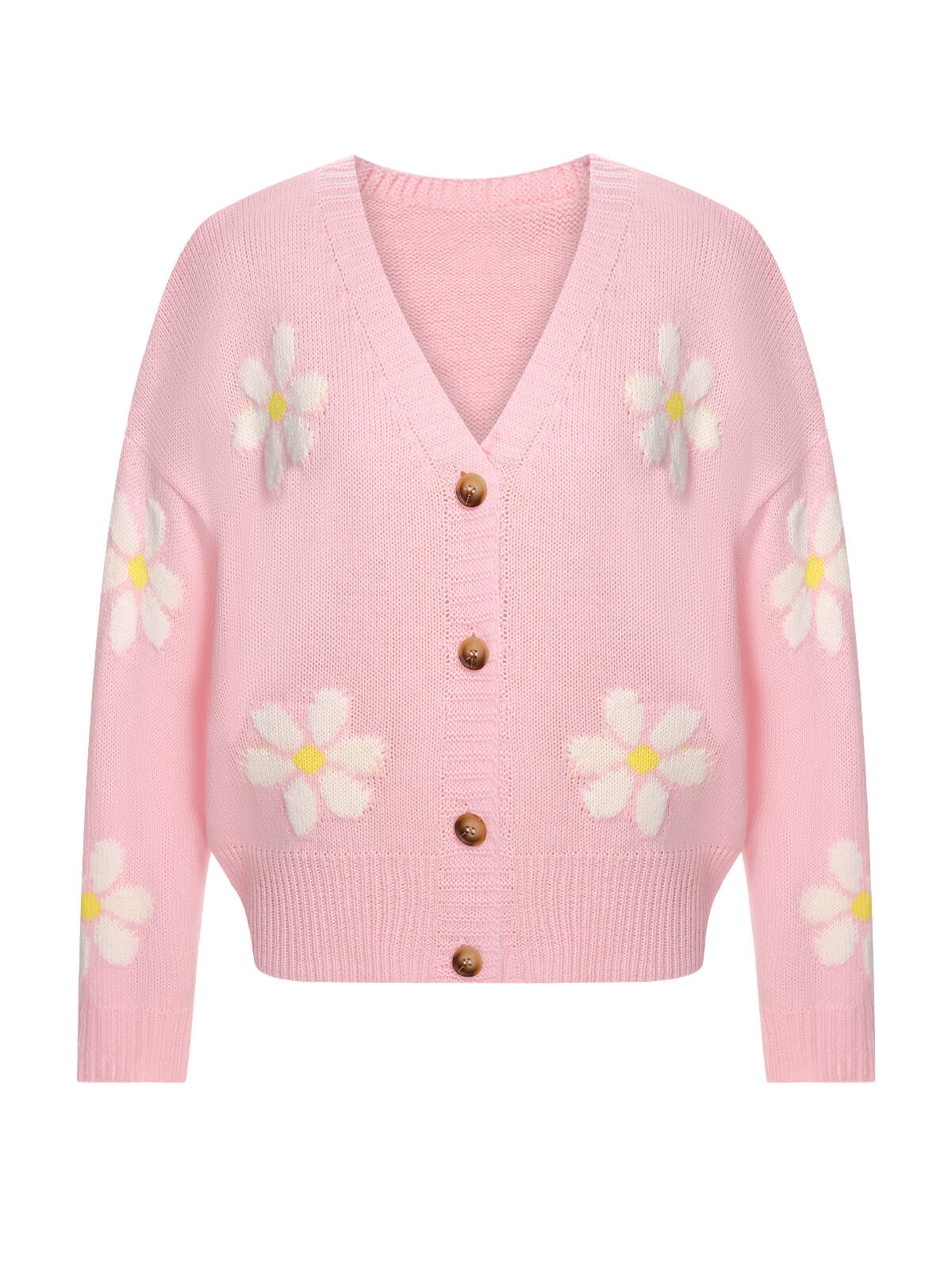 Eralda - Jacquard Knit Cardigan with Flowers