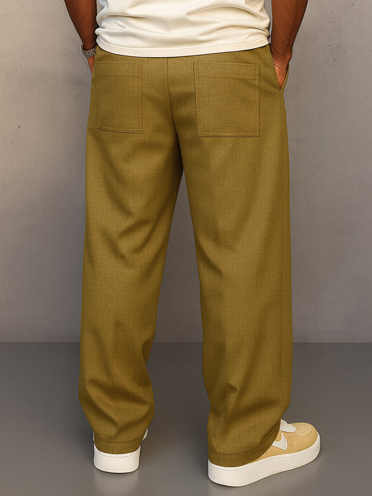 Men's Casual Pants With Wide Legs, A Pleated Design, And A Drawstring Waist – Relaxed Pants For Everyday Wear, Leisure, And Smart-casual Style